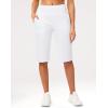G Gradual Women’s Bermuda Long Shorts 14″ Knee Length Capris with Pockets High Waisted Athletic Casual Shorts for Women(White)