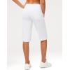 G Gradual Women’s Bermuda Long Shorts 14″ Knee Length Capris with Pockets High Waisted Athletic Casual Shorts for Women(White)