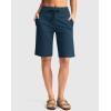 G Gradual Women’s Bermuda Shorts with Pockets 11″ Knee Length Stretch Comfy Drawstring Long Shorts for Women Summer Walking(Borealis Green)