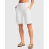 G Gradual Women’s Bermuda Shorts with Pockets 11″ Knee Length Stretch Comfy Drawstring Long Shorts for Women Summer Walking(C-white)