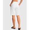G Gradual Women’s Bermuda Shorts with Pockets 11″ Knee Length Stretch Comfy Drawstring Long Shorts for Women Summer Walking(C-white)