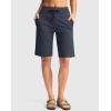 G Gradual Women’s Bermuda Shorts with Pockets 11″ Knee Length Stretch Comfy Drawstring Long Shorts for Women Summer Walking(Dusty Blue)