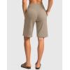 G Gradual Women’s Bermuda Shorts with Pockets 11″ Knee Length Stretch Comfy Drawstring Long Shorts for Women Summer Walking(Khaki)