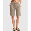 G Gradual Women’s Bermuda Shorts with Pockets 11″ Knee Length Stretch Comfy Drawstring Long Shorts for Women Summer Walking(Khaki)