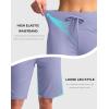 G Gradual Women’s Bermuda Shorts with Pockets 11″ Knee Length Stretch Comfy Drawstring Long Shorts for Women Summer Walking(Lavender)