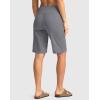 G Gradual Women’s Bermuda Shorts with Pockets 11″ Knee Length Stretch Comfy Drawstring Long Shorts for Women Summer Walking(Light Grey)