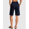 G Gradual Women’s Bermuda Shorts with Pockets 11″ Knee Length Stretch Comfy Drawstring Long Shorts for Women Summer Walking(Navy)