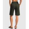 G Gradual Women’s Bermuda Shorts with Pockets 11″ Knee Length Stretch Comfy Drawstring Long Shorts for Women Summer Walking(Olive)