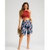 G Gradual Women’s High Waisted Swim Board Shorts 11″ Knee Length Beach Swimming Long Shorts for Women with Pockets Liner(Navy Flower)