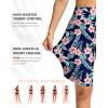 G Gradual Women’s High Waisted Swim Board Shorts 11″ Knee Length Beach Swimming Long Shorts for Women with Pockets Liner(Navy Flower)