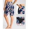 G Gradual Women’s High Waisted Swim Board Shorts 11″ Knee Length Beach Swimming Long Shorts for Women with Pockets Liner(Navy Flower)