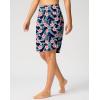 G Gradual Women’s High Waisted Swim Board Shorts 11″ Knee Length Beach Swimming Long Shorts for Women with Pockets Liner(Navy Flower)