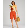 G Gradual Women’s High Waisted Swim Board Shorts 11″ Knee Length Beach Swimming Long Shorts for Women with Pockets Liner(Orange)