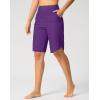G Gradual Women’s High Waisted Swim Board Shorts 11″ Knee Length Beach Swimming Long Shorts for Women with Pockets Liner(Purple)