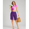 G Gradual Women’s High Waisted Swim Board Shorts 11″ Knee Length Beach Swimming Long Shorts for Women with Pockets Liner(Purple)