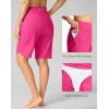 G Gradual Women’s High Waisted Swim Board Shorts 11″ Knee Length Beach Swimming Long Shorts for Women with Pockets Liner(Rosy)