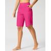 G Gradual Women’s High Waisted Swim Board Shorts 11″ Knee Length Beach Swimming Long Shorts for Women with Pockets Liner(Rosy)