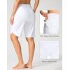 G Gradual Women’s High Waisted Swim Board Shorts 11″ Knee Length Beach Swimming Long Shorts for Women with Pockets Liner(White)
