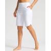 G Gradual Women’s High Waisted Swim Board Shorts 11″ Knee Length Beach Swimming Long Shorts for Women with Pockets Liner(White)
