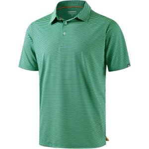 G Gradual Men’s Golf Polo Shirt Moisture Wicking Performance Sport Short Sleeve Striped Golf Shirt(Green Stripe)