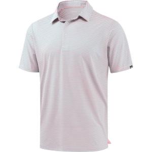 G Gradual Men’s Golf Polo Shirt Moisture Wicking Performance Sport Short Sleeve Striped Golf Shirt(Light Pink Blue Stripe)