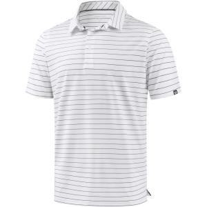 G Gradual Men’s Golf Polo Shirt Moisture Wicking Performance Sport Short Sleeve Striped Golf Shirt(Wide White Stripe)