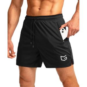 G Gradual Men’s Running Shorts with Zipper Pockets Quick Dry Gym Athletic Workout 5″ Shorts for Men(Black)