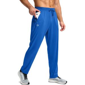 G Gradual Men’s Sweatpants with Zipper Pockets Lightweight Mesh Athletic Pants for Men Open Bottom Workout Gym Running(Blue)