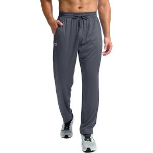 G Gradual Men’s Sweatpants with Zipper Pockets Lightweight Mesh Athletic Pants for Men Open Bottom Workout Gym Running(Grey Blue)