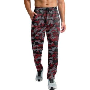 G Gradual Men’s Sweatpants with Zipper Pockets Lightweight Mesh Athletic Pants for Men Open Bottom Workout Gym Running(Red Grey Camo)
