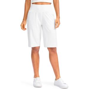 G Gradual Women’s 12″ Bermuda Long Shorts with Pockets High Waisted Stretch Knee Length Shorts for Women Summer Walking(C-white)