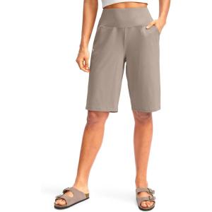 G Gradual Women’s 12″ Bermuda Long Shorts with Pockets High Waisted Stretch Knee Length Shorts for Women Summer Walking(Dark Khaki)