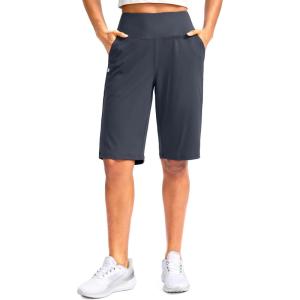 G Gradual Women’s 12″ Bermuda Long Shorts with Pockets High Waisted Stretch Knee Length Shorts for Women Summer Walking(Dusty Blue)