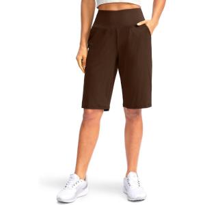 G Gradual Women’s 12″ Bermuda Long Shorts with Pockets High Waisted Stretch Knee Length Shorts for Women Summer Walking(Espresso)
