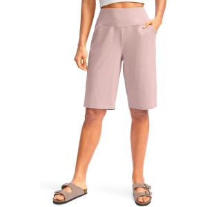 G Gradual Women’s 12″ Bermuda Long Shorts with Pockets High Waisted Stretch Knee Length Shorts for Women Summer Walking(Heartbeat Pink)