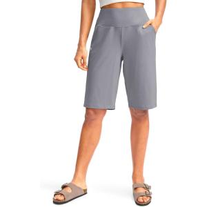 G Gradual Women’s 12″ Bermuda Long Shorts with Pockets High Waisted Stretch Knee Length Shorts for Women Summer Walking(Light Grey)