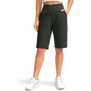 G Gradual Women’s 12″ Bermuda Long Shorts with Pockets High Waisted Stretch Knee Length Shorts for Women Summer Walking(Olive)