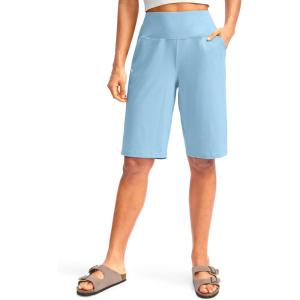 G Gradual Women’s 12″ Bermuda Long Shorts with Pockets High Waisted Stretch Knee Length Shorts for Women Summer Walking(Pure Blue)