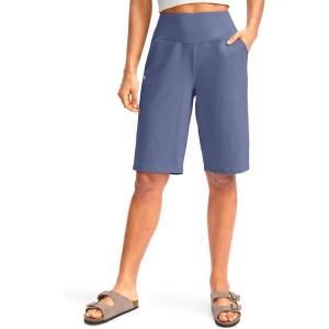 G Gradual Women’s 12″ Bermuda Long Shorts with Pockets High Waisted Stretch Knee Length Shorts for Women Summer Walking(Universe Blue)