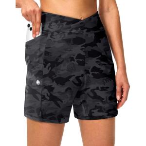 G Gradual Women’s Athletic Shorts 6″ High Waisted Stretchy Bermuda Shorts for Women Quick Dry Summer Casual Shorts(Black Camo)