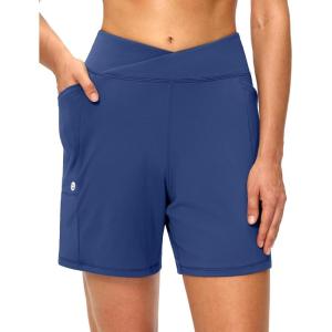 G Gradual Women’s Athletic Shorts 6″ High Waisted Stretchy Bermuda Shorts for Women Quick Dry Summer Casual Shorts(Deep Cobalt Blue)
