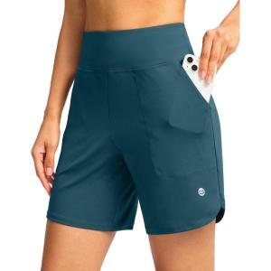 G Gradual Women’s Athletic Shorts 6″ High Waisted Stretchy Bermuda Shorts for Women Quick Dry Summer Casual Shorts(Green)