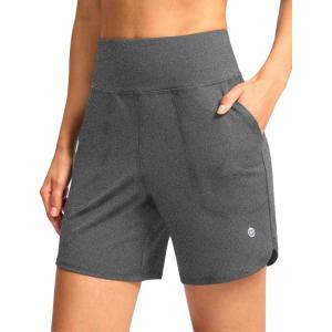 G Gradual Women’s Athletic Shorts 6″ High Waisted Stretchy Bermuda Shorts for Women Quick Dry Summer Casual Shorts(Heather Charcoal Grey)
