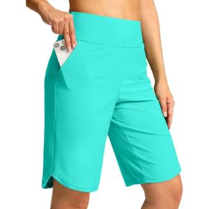 G Gradual Women’s High Waisted Swim Board Shorts 11″ Knee Length Beach Swimming Long Shorts for Women with Pockets Liner(Cyan)