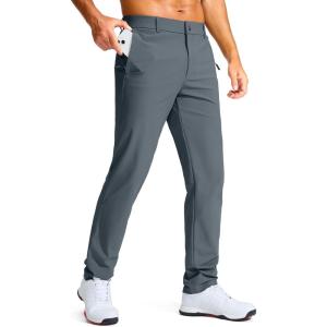 Men’s Golf Pants – 30″/32″/34″ Slim Fit Stretch Lightweight Dress Pants for Men with Zipper Pockets Casual Work(Dusty Blue)