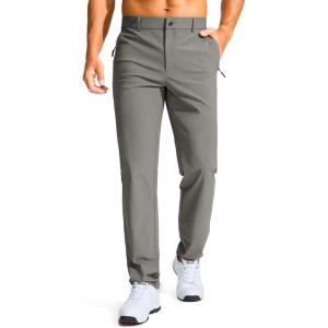 Men’s Golf Pants – 30″/32″/34″ Slim Fit Stretch Lightweight Dress Pants for Men with Zipper Pockets Casual Work(Light Grey)