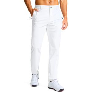 Men’s Golf Pants – 30″/32″/34″ Slim Fit Stretch Lightweight Dress Pants for Men with Zipper Pockets Casual Work(White)