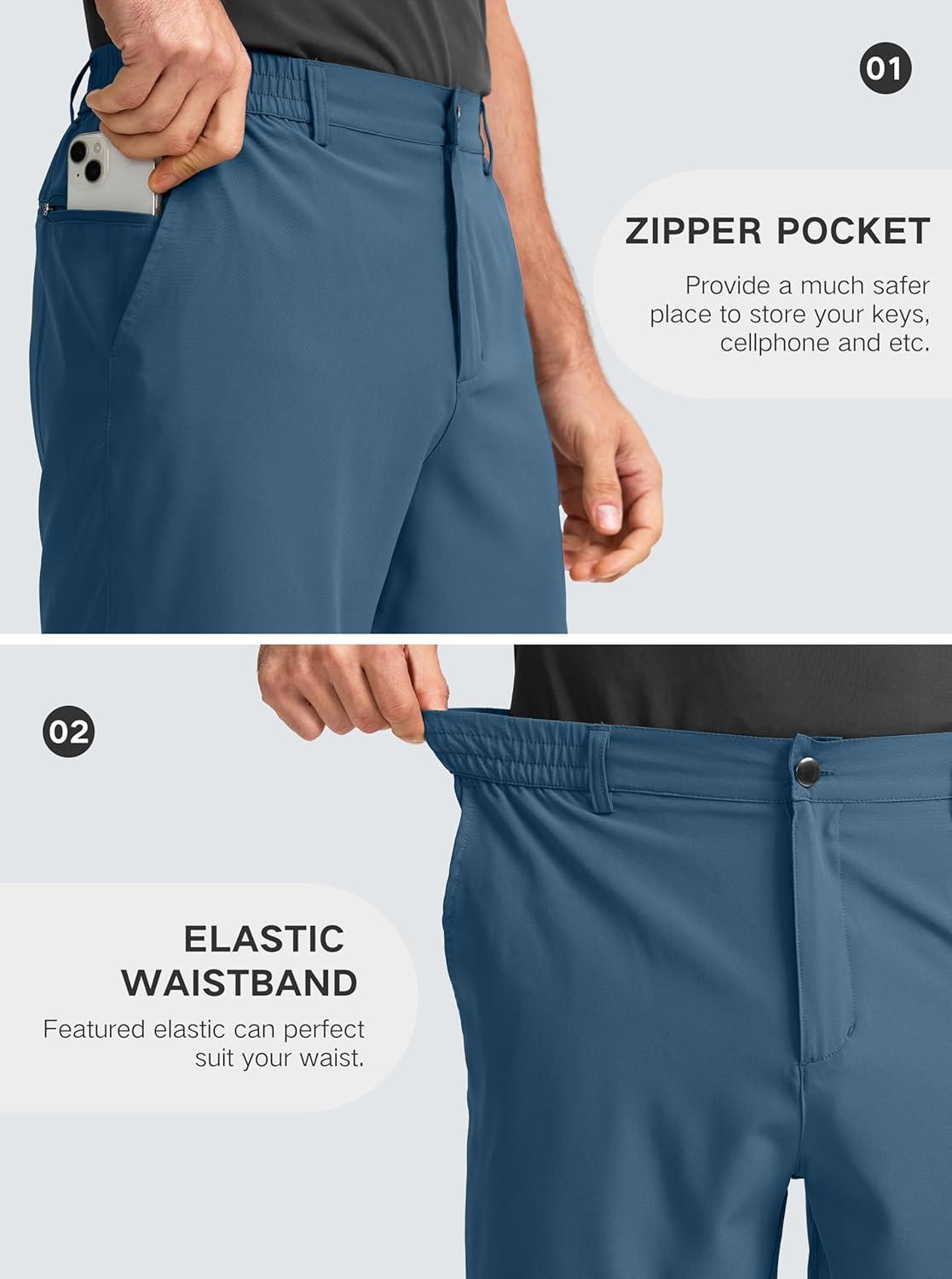 imageG Gradual Mens Casual Shorts 9 Lightweight Golf Shorts for Men Stretch with 3 Pockets Quick Dry Breathable Work ShortsDusty Blue