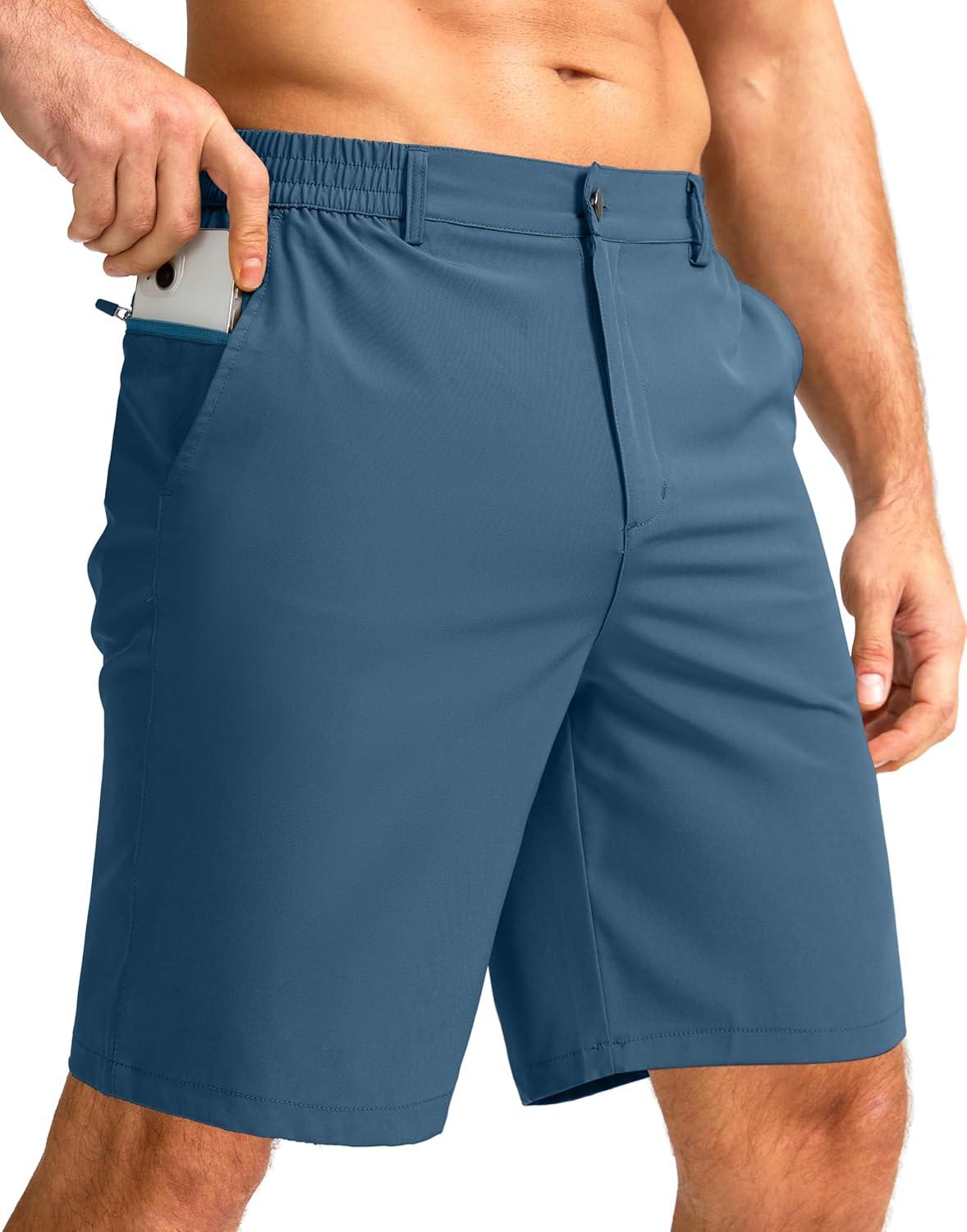 imageG Gradual Mens Casual Shorts 9 Lightweight Golf Shorts for Men Stretch with 3 Pockets Quick Dry Breathable Work ShortsDusty Blue