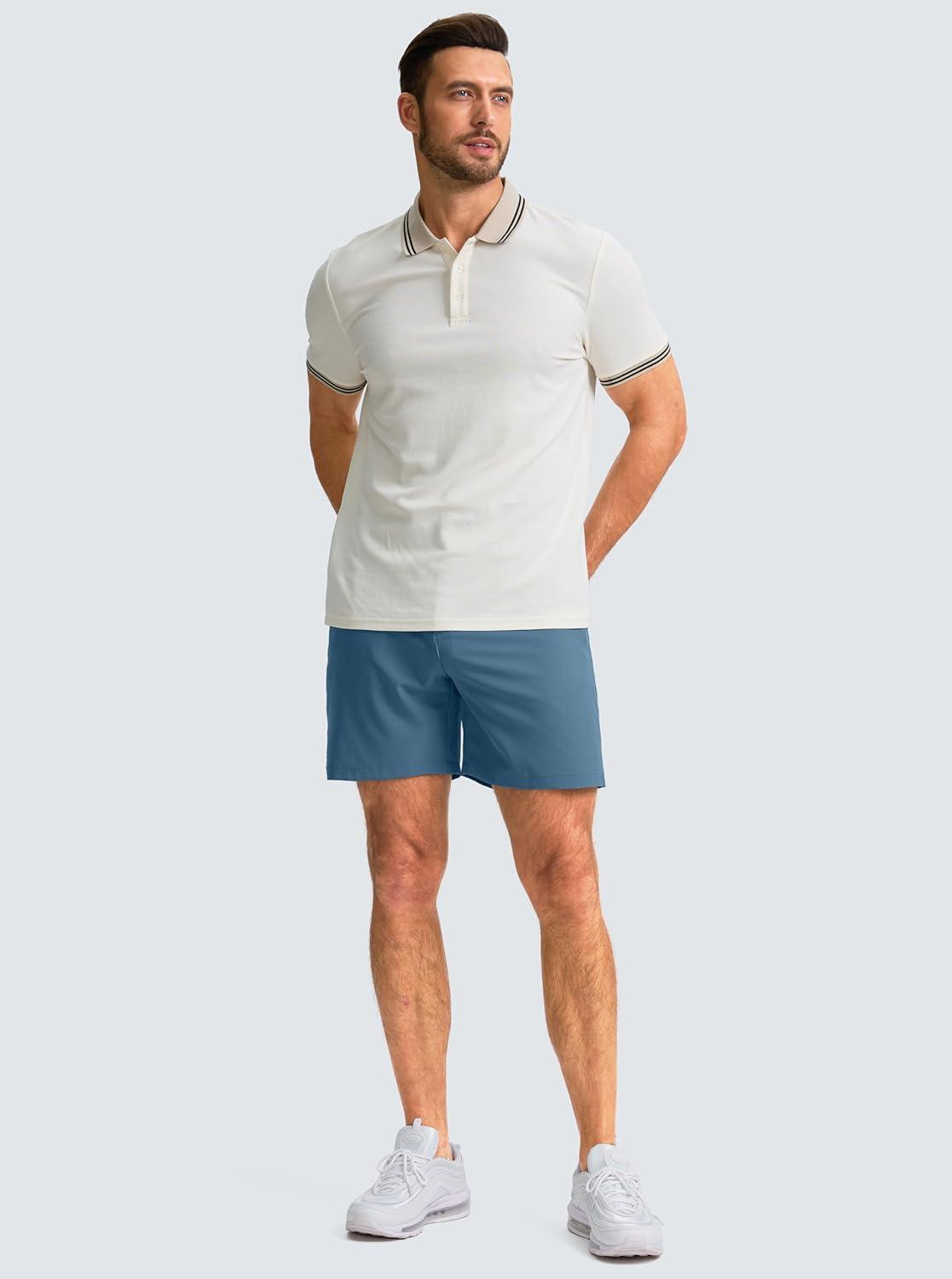 imageG Gradual Mens Casual Shorts 9 Lightweight Golf Shorts for Men Stretch with 3 Pockets Quick Dry Breathable Work ShortsDusty Blue